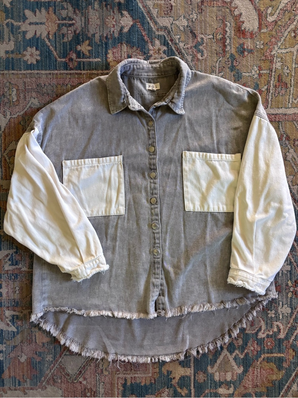 POL two-toned oversized button up